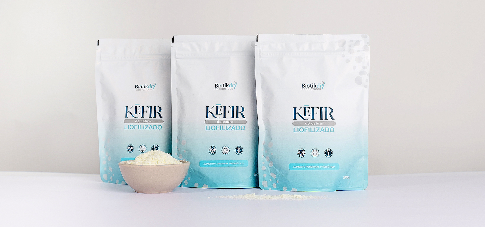 paquete 100g kefir liofilizado de cabra de biotikdry