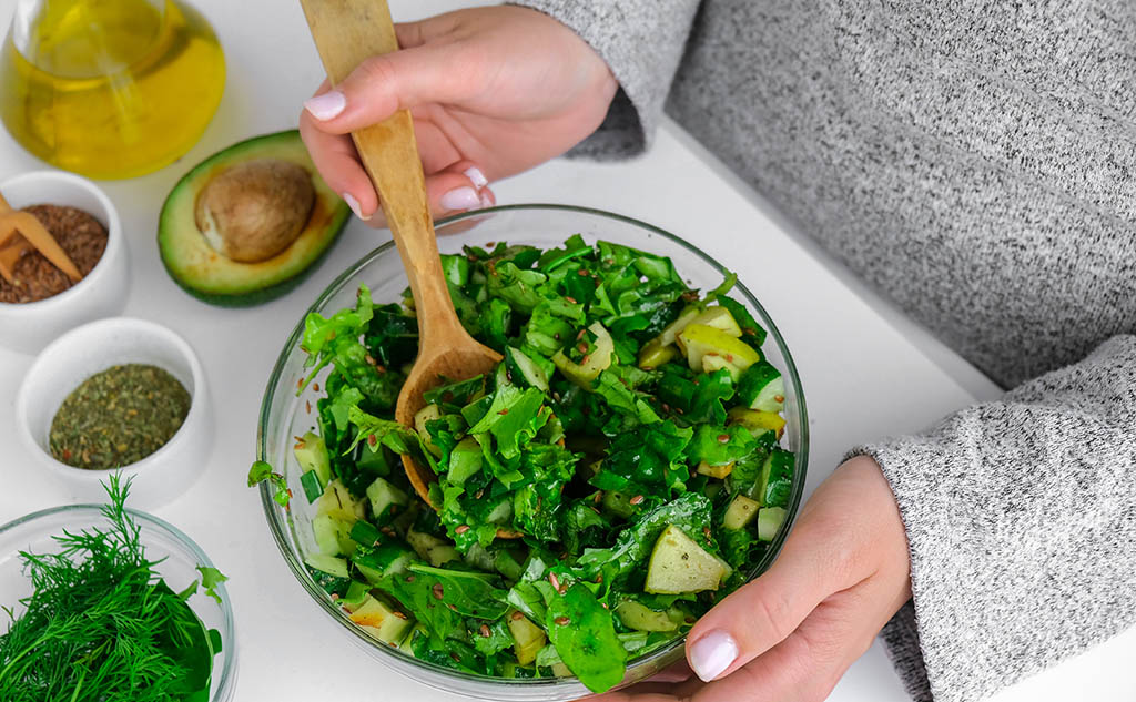 ensalada con kefir liofilizado